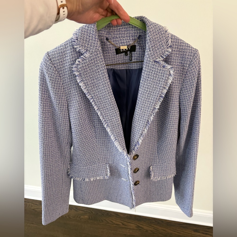 DKNY Women's Textured Light Blue Blazer